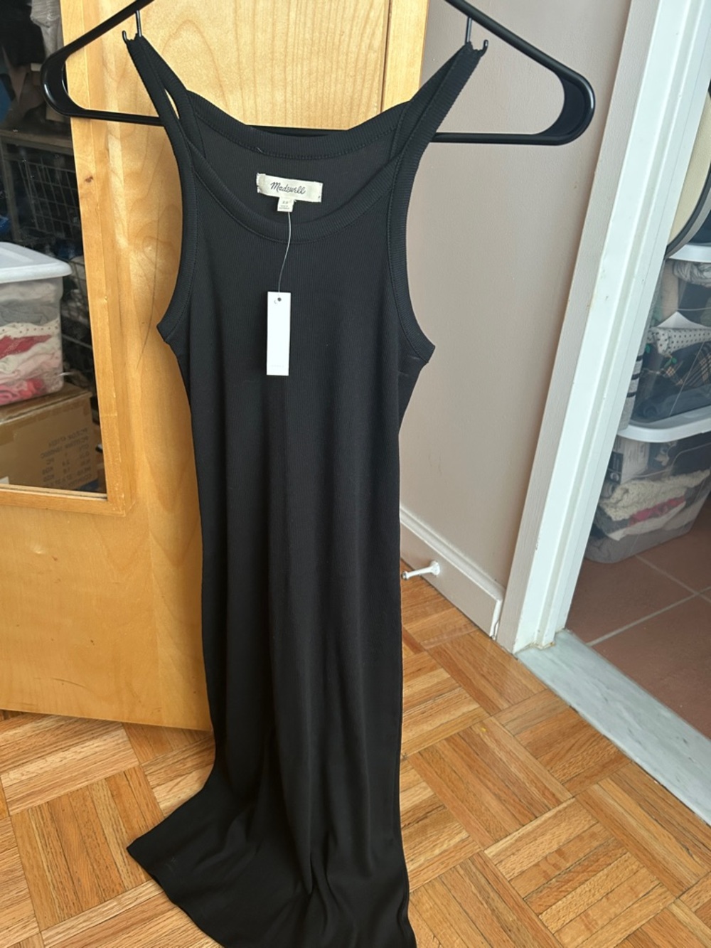 NWT Madewell Black Ribbed Tank Maxi Dress